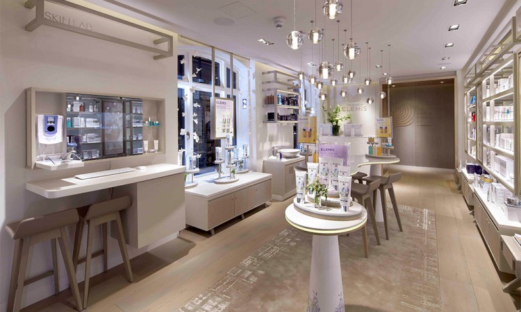 The elegant retail sales floor in the House of Elemis