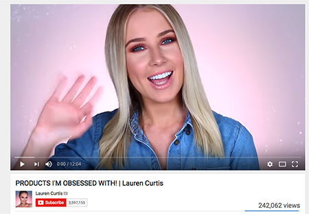 Give it a Go! Lauren Curtis started her Youtube channel in 2011 with simple MU tutes or product raves - now she has over 3 million subscribers.